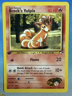 Brock’s Vulpix 73/132 1st Edition Gym Heroes WOTC Pokemon Card - Image 1