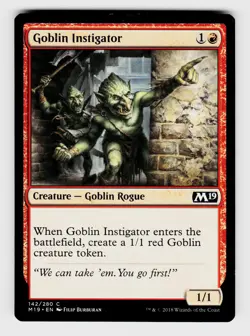 MTG, Core Set 2019, Goblin Instigator, Normal, No.142, C Creature - Goblin Rogue - Image 1