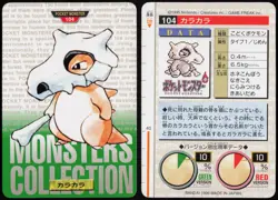 Cubone No. 104 Green Bandai Carddass Series 1-2 G 1996 Pokemon Japanese NM - Image 1