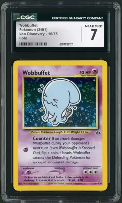 2001 Pokemon Neo Discovery Wobbuffet Holo Rare 16/75 CGC 7.5 - Image 1