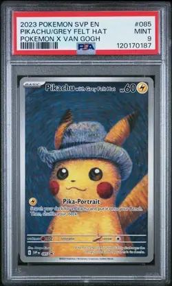 Pokemon Pikachu with Grey Felt Hat Van Gogh Full Art Promo SVP EN 085 PSA 9 Mint - Image 1