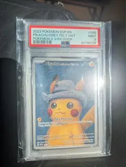 Pokemon Pikachu with Grey Felt Hat Van Gogh Full Art Promo SVP EN 085 PSA 9 Mint - Image 1