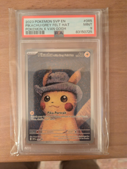 Pokemon Pikachu with Grey Felt Hat Van Gogh Full Art Promo SVP EN 085 PSA 9 Mint - Image 2