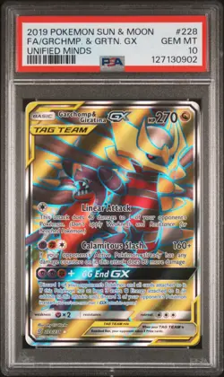 2019 POKEMON SUN & MOON UNIFIED MINDS FULL ART/GARCHOMP & GIRATINA GX PSA 10 - Image 1