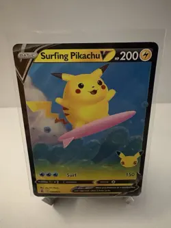 Surfing Pikachu V - 008/025 - Pokemon Celebrations Sword & Shield Rare Card NM - Image 2