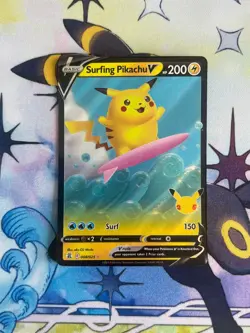 Surfing Pikachu V 008/025 Holo Rare V Celebrations Pokemon NM Card - Image 1
