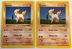 Pokemon TCG: 1999 Ponyta 60/102 SHADOWLESS-Vintage Pokemon Cards-Two Cards! - Image 1