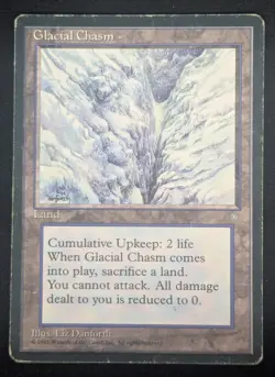 MTG Glacial Chasm- DAMAGED -Ice Age Magic the Gathering Card # 353 - Image 1