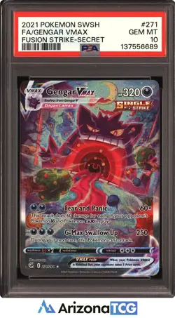 Pokemon 2021 Gengar VMAX 271/264 Alt Art Fusion Strike GEM MINT PSA 10 - Image 1
