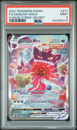 2021 POKEMON SWORD & SHIELD FUSION STRIKE SECRET #271 FULL ART/GENGAR VMAX PSA 9 - Image 1