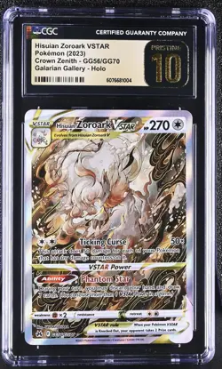 Pokemon Card Hisuian Zoroark VSTAR Crown Zenith GG56/GG70 CGC Pristine 10 - Image 1