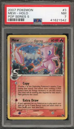 Pokemon Mew POP Series 5 Holo Rare #3 INVERTED BACK ERROR PSA 7 - Image 1