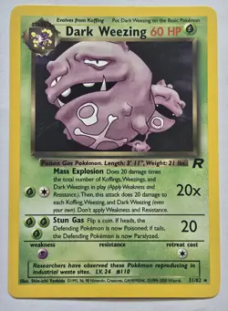 Pokemon Card Dark Weezing 31/82 Non Holo Rare Team Rocket WOTC - Image 1
