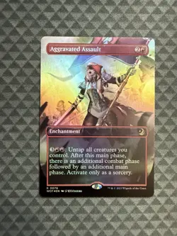 MTG Aggravated Assault #0076 Foil Anime Borderless R Wilds of Eldraine: ET (WOT) - Image 1