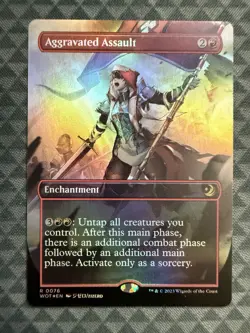 MTG Aggravated Assault #0076 Foil Anime Borderless R Wilds of Eldraine: ET (WOT) - Image 2