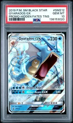 2019 POKEMON SM BLACK STAR PROMO HIDDEN FATES TINS #SM212 GYARADOS GX PSA 10 - Image 1