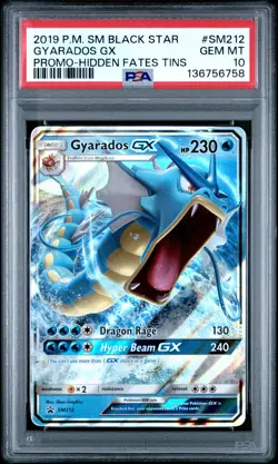 2019 POKEMON SM BLACK STAR PROMO HIDDEN FATES TINS #SM212 GYARADOS GX PSA 10 - Image 1