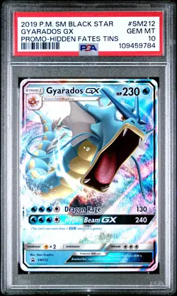 2019 POKEMON SM BLACK STAR PROMO HIDDEN FATES TINS #SM212 GYARADOS GX PSA 10 - Image 1