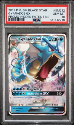 2019 POKEMON SM BLACK STAR PROMO HIDDEN FATES TINS #SM212 GYARADOS GX PSA 10 - Image 1