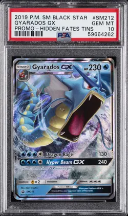 2019 POKEMON SM BLACK STAR PROMO HIDDEN FATES TINS #SM212 GYARADOS GX PSA 10 - Image 1