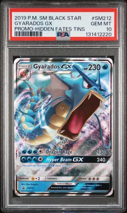 2019 POKEMON SM BLACK STAR PROMO HIDDEN FATES TINS #SM212 GYARADOS GX PSA 10 - Image 1