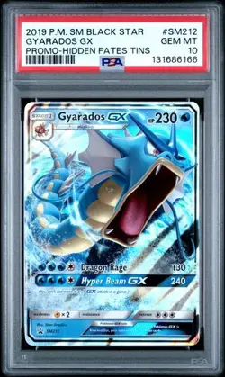 2019 POKEMON SM BLACK STAR PROMO HIDDEN FATES TINS #SM212 GYARADOS GX PSA 10 - Image 1