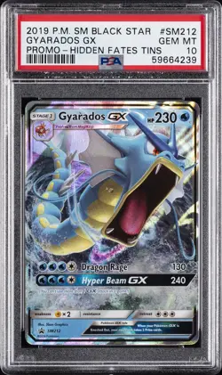 2019 POKEMON SM BLACK STAR PROMO HIDDEN FATES TINS #SM212 GYARADOS GX PSA 10 - Image 1