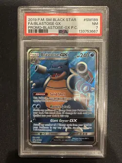 2019 POKEMON SM BLACK STAR PROMO #SM189 FULL ART/BLASTOISE GX PSA 7 - Image 1