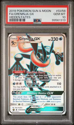2019 POKEMON SUN & MOON HIDDEN FATES #SV56 FULL ART/GRENINJA GX PSA 10 - Image 3
