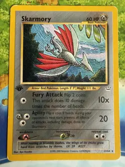 Pokemon Skarmory 1st Edition Neo Revelation 23/64 Non Holo Rare Heavily Played - Image 1