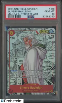 2024 One Piece OP08 EN Manga Alt Art #118 Silvers Rayleigh PSA 10 GEM MINT - Image 1