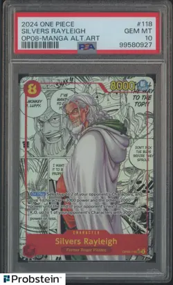 2024 One Piece OP08 EN Manga Alt Art #118 Silvers Rayleigh PSA 10 GEM MINT - Image 1