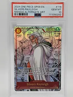 2024 One Piece #118 OP08 EN Silvers Rayleigh Manga Alt Art GEM MT PSA 10! - Image 1