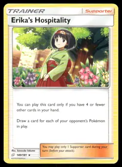 Pokemon Cards Erika's Hospitality 140/181 Team Up Sun & Moon Holo Rare NM - Image 1