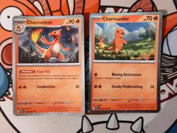 Charmander 007 & Charmeleon 008 Cosmos Holo - Pokemon Paldean Fates - NM - Image 2