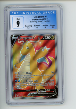 2021 Pokemon Evolving Skies Dragonite V 191/203 Full Art Holo Rare CGC 9 MINT - Image 1