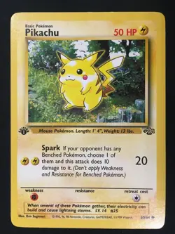 VINTAGE 1999 WIZARDS OF THE COAST JUNGLE SET POKEMON PIKACHU 60/64 1ST EDITION - Image 1