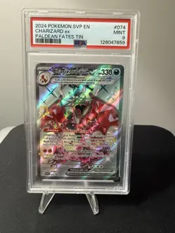 2024 POKEMON SVP EN-SV BLACK STAR PROMO PALDEAN FATES TIN CHARIZARD EX PSA 9 074 - Image 1