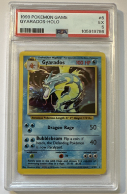 1999 POKEMON BASE SET UNLIMITED #6 GYARADOS-HOLO PSA EX 5 - Image 1