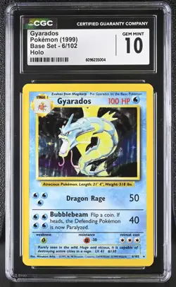 CGC 10 GEM MINT Gyarados 1999 Base Set 6/102 Holo Pokemon Card - Image 1