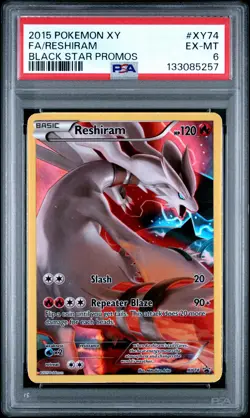 2015 POKEMON XY BLACK STAR PROMOS #XY74 FULL ART/RESHIRAM PSA 6 - Image 1