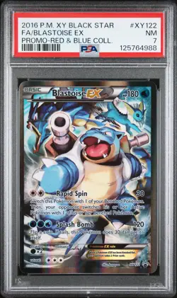 2016 POKEMON XY BLACK STAR PROMO RED & BLUE COLL FULL ART/BLASTOISE EX PSA 7 - Image 1