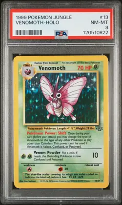 Venomoth - Jungle - Holo - PSA 8 - 1999 - #13/64 - Pokemon - Vintage - Image 1