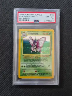 1999 Pokemon Jungle Venomoth HOLO RARE NO SYMBOL Error #13 PSA 8 Near Mint - Image 1