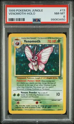 1999 POKEMON JUNGLE #13 VENOMOTH-HOLO PSA 8 - Image 1