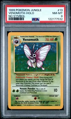 1999 POKEMON JUNGLE NO SYMBOL #13 VENOMOTH-HOLO PSA 8 - Image 1