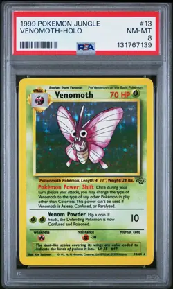 1999 POKEMON JUNGLE #13 VENOMOTH-HOLO PSA 8 - Image 1