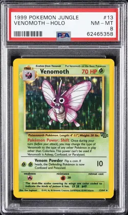 1999 POKEMON JUNGLE #13 VENOMOTH-HOLO PSA 8 - Image 1