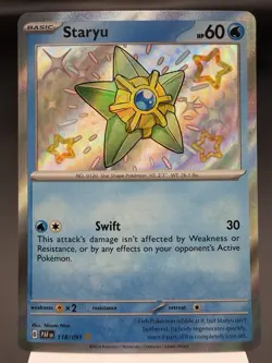 Staryu 118/091 - Shiny Holo Rare - Paldean Fates Pokemon Card MINT - Image 1