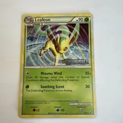 Pokemon Leafeon 17/90 Holo Rare HS Undaunted Pre Release Promo -LP - Image 1